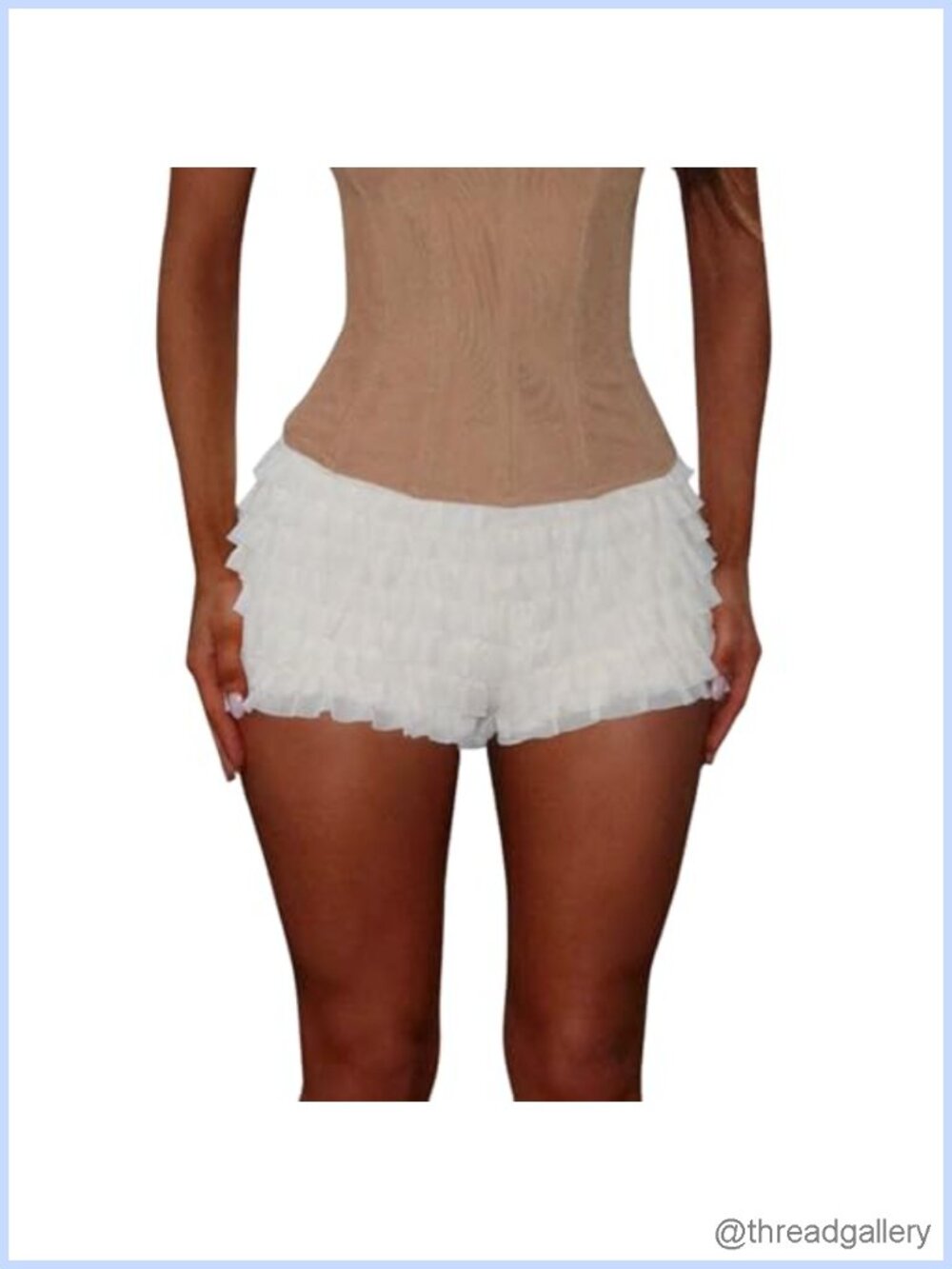 Ruffle Layered Lace Bloomer Shorts Elastic Waist Loungewear